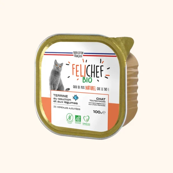 FELICHEF – Graanvrije zalmterrine voor katten 100gr